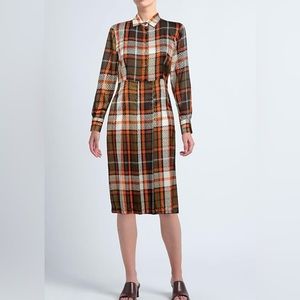 CALIBAN. MIDI DRESS. US size 8. Brown multi